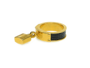 HERMÈS SCARF RING KELLY GOLD LIZARD